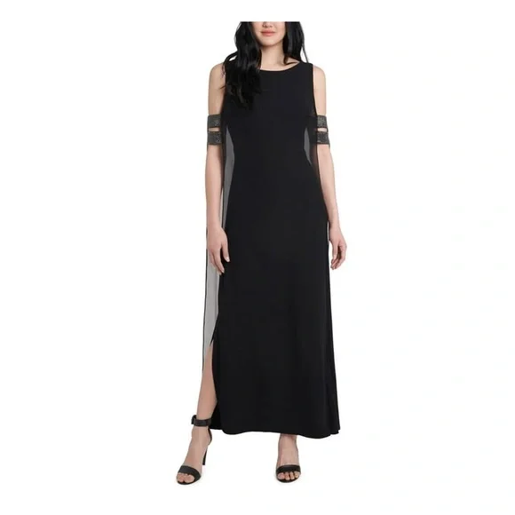 black msk dresses Louisa Long Sleeve Slinky Maxi Dress / Black | MESHKI